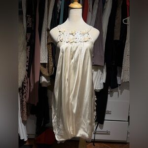 BCBGMaxAzria vintage Cream Floral Embellished Mini Dress